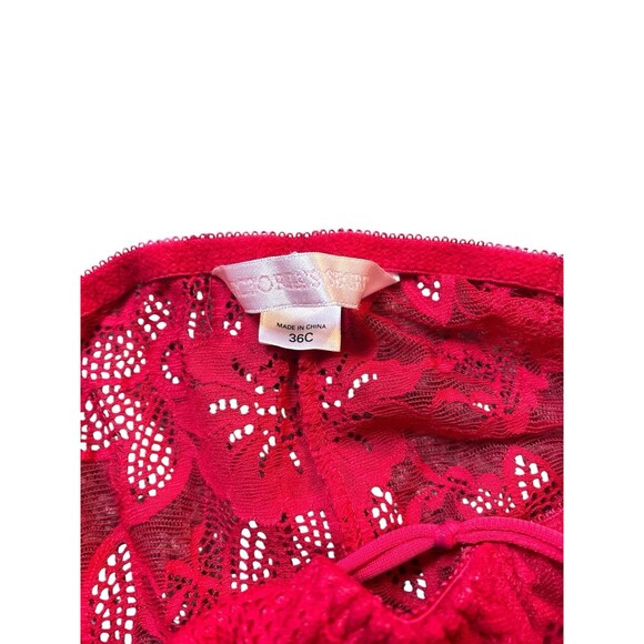 Victorias Secret Red Lace Sexy Lingerie Padded Bra Intimate Romantic Size 36C - Picture 5 of 6
